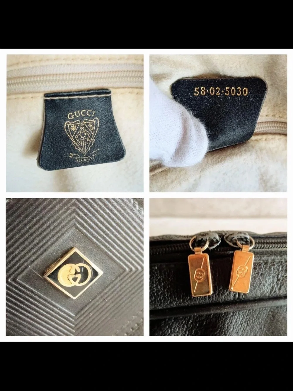 Gucci Black Leather Double-Handle Men’s Briefcase with Gold Hardware